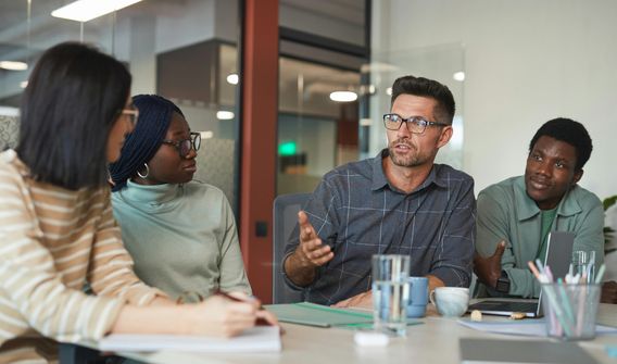 People talking around a table