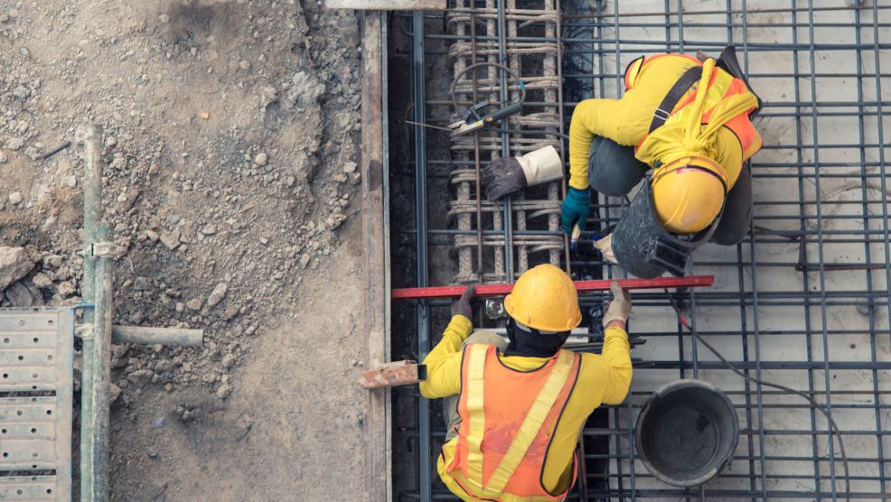 Construction workers on a building site 